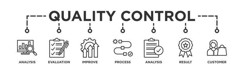 Quality control banner web icon vector