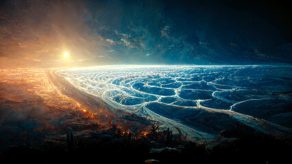 Wall Mural - abstract illustration of the cosmos on the theme of the origin of life in the universe with stars, c