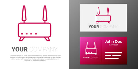 Poster - logotype line router and wi-fi signal icon isolated on white background. wireless ethernet modem rou