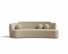 3d Rendering Of An Isolated Modern Beige Boucle Bean Shaped Cosy Lounge 2 Seat Sofa. Bouclé,  Is A Wooly, Nubby Fabric That Basically Feels Like A Textured Fleece.
