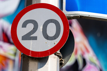 Wall Mural - 20 Mph speed limit sign