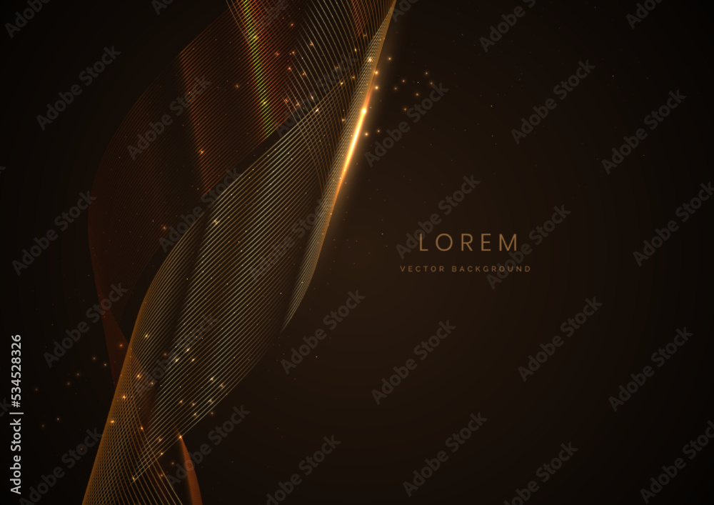 Abstract elegant gold glowing line with lighting effect sparkle on ...