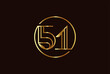 Number 51 Logo, Number 51 monogram line style inside circle can be used for birthday and business logo templates, flat design logo, vector illustration