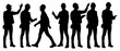 © Mykhailo Shvets - Silhouettes set of workers with helmets. Vector flat style illustration isolated on white