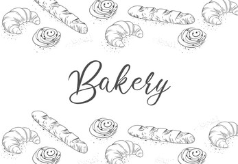 Bakery shop. Bread vector hand drawn set illustration in graphic style. Vector hand drawn vintage engraving illustration for poster, label and menu bakery shop