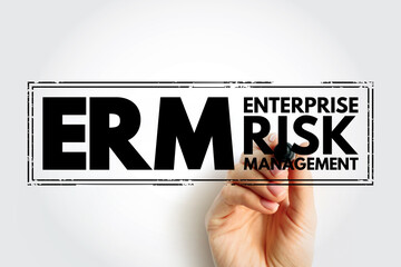 Poster - ERM - Enterprise Risk Management acronym, business concept background