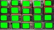 canvas print picture - Twenty vintage televisions with chroma key green screen for designer. Pattern wall of pile old retro TVs