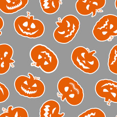 Canvas Print - Seamless Halloween pumpkin, elements for Halloween decorations.