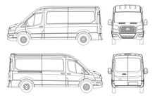 Van Vector Template For Car Branding And Advertising. Light Commercial Van. Ford Transit Blueprint. Delivery Truck Template. Blank Commercial Truck.