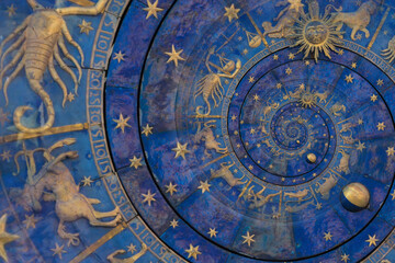astrological background with zodiac signs and symbol.