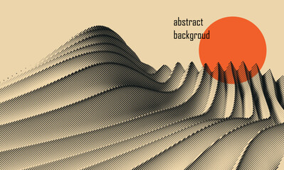 Fototapete - Elegant background with curved wave lines. Sand dunes. Background with optical illusion. Vector illustration