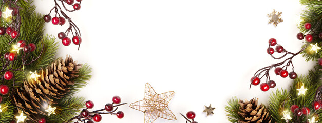 christmas banner or greeting cards design. background xmas of sparkling lights garland, with holiday