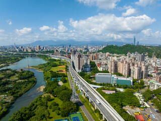 Wall Mural - Top view of Taipei city downtown