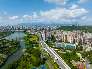 Sticker - Top view of Taipei city downtown