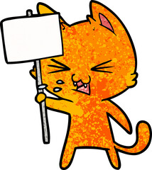 cartoon cat protesting