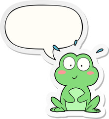Wall Mural - cute cartoon frog with speech bubble sticker
