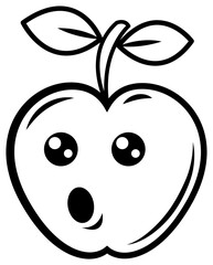 Wall Mural - Apple emoji line art. PNG with transparent background