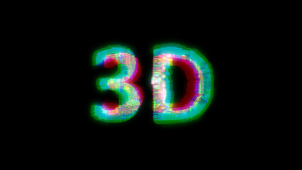Poster - cybernetical text 3D with heavy chromatic aberrance distortion, isolated - object 3D rendering