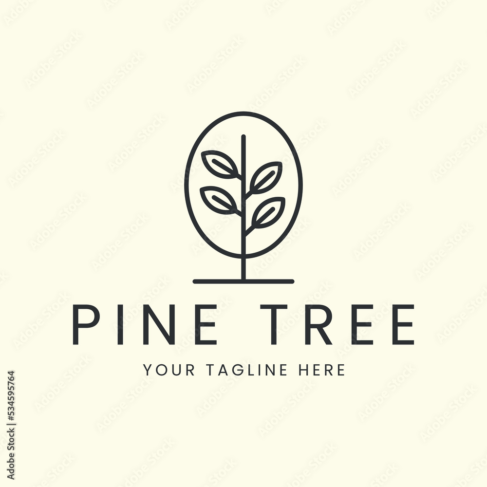 pine tree line art logo vector minimalist template illustration design ...