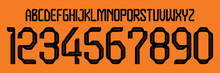 Font Vector Team 2022 Kit Sport Style Font. Football Style Font With Lines. Netherlands Font World Cup. Sports Style Letters And Numbers For Soccer Team