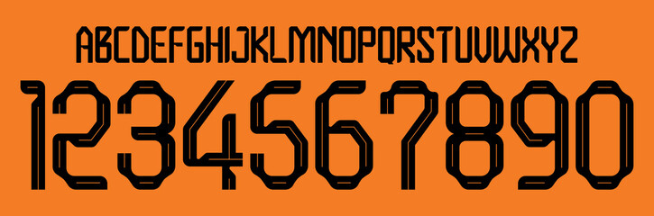 Poster - font vector team 2022 kit sport style font. football style font with lines. netherlands font world cup. sports style letters and numbers for soccer team