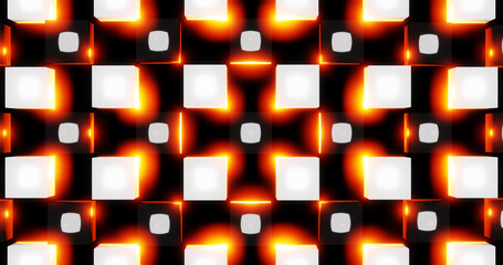 Render with white cubes with bright orange highlights