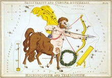 Zodiac In 1824 Urania's Mirror Board Corona Australis, Panels From Vectors