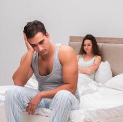 Sticker - Family conflict with wife and husband in bed