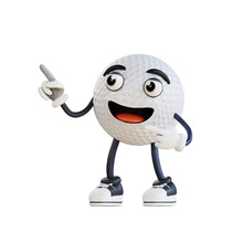 Golf Ball Mascot Pointing Left Gesture 3d Character Illustration