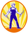 Electrician Repairman Holding Lightning Bolt