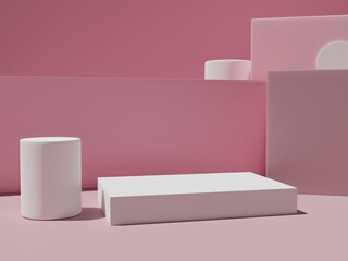Aufkleber - 3d rendering. Abstract geometry shape background. podium minimalist mock up scene. 