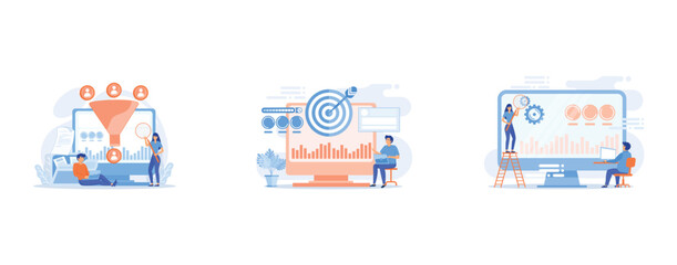 Wall Mural - data scientist and specialist extract knowledge and insights from data, remarketing manager and spec