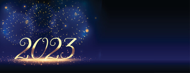 2023 new year fireworks celebration banner with light effect