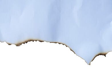 Poster - burnt paper frame for texture overlay. damaged white paper with burnt stain in transparent background. blank ripped paper edge for a design element.