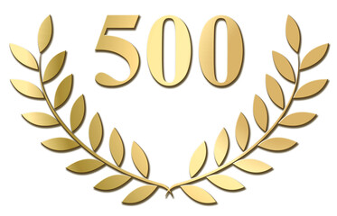 Wall Mural - Gold laurel wreath 500 PNG isolated on a white background