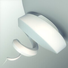 Poster - Digital illustration of white helix. Modern 3d rendering template. Optical illusion. Digital background
