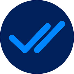 Poster - Check icon in blue colors. Doubles check signs.