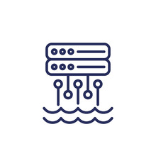 Data Lake Icon, Storing Raw Data Line Vector