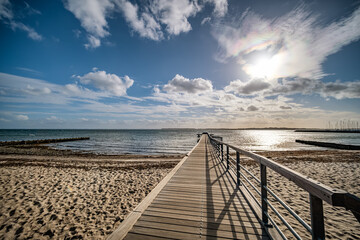 Canvas Print - The Black Beach in Sonderborg with swimming facilities for handicapped people southern Denmark