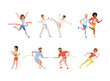 © topvectors - Collection of men and women doing sports. Happy people training, exercising and taking part in sports competition vector illustration