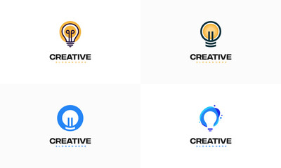 Wall Mural - set of simple creative idea logo designs symbol, lightbulb logo template