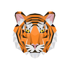 Canvas Print - Tiger low poly triangular design. tiger geometric Triangle vector illustration