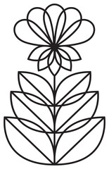 Poster - Line art flower illustration. PNG with transparent background.