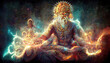 AI generated image of Hindu God Brahma, the creator of the universe and all life forms 