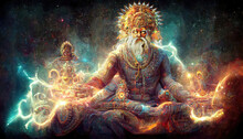 AI Generated Image Of Hindu God Brahma, The Creator Of The Universe And All Life Forms 