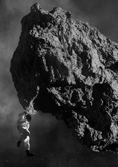 Wall Mural - astronaut exploring asteroid - 3d render