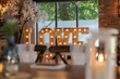 Beautiful wooden love letters with lights illuminated at wedding venue.