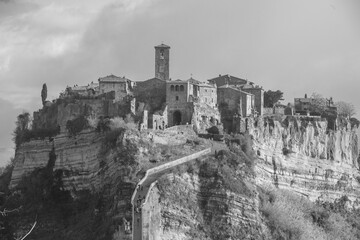 The famous Civita di Bagnoregio. Province of Viterbo, Lazio, Italy. Due to its unstable foundation that often erodes, Civita is famously known as 