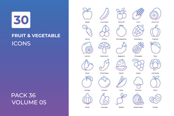 Wall Mural - Vegetables icons collection.