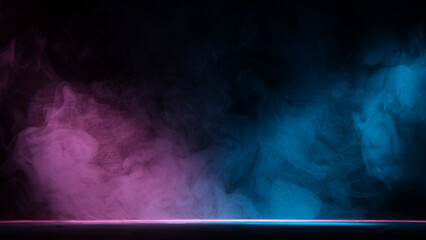 Neon atmospheric smoke, abstract background, close-up.